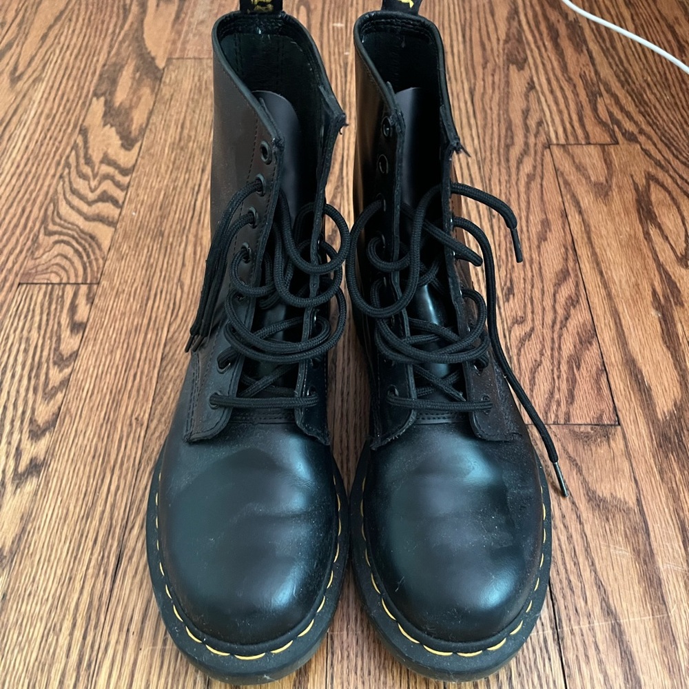 Black Leather Doc Marten Lace-Up Boots